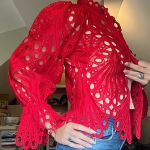 Vibrant Bold Red Lace Covering